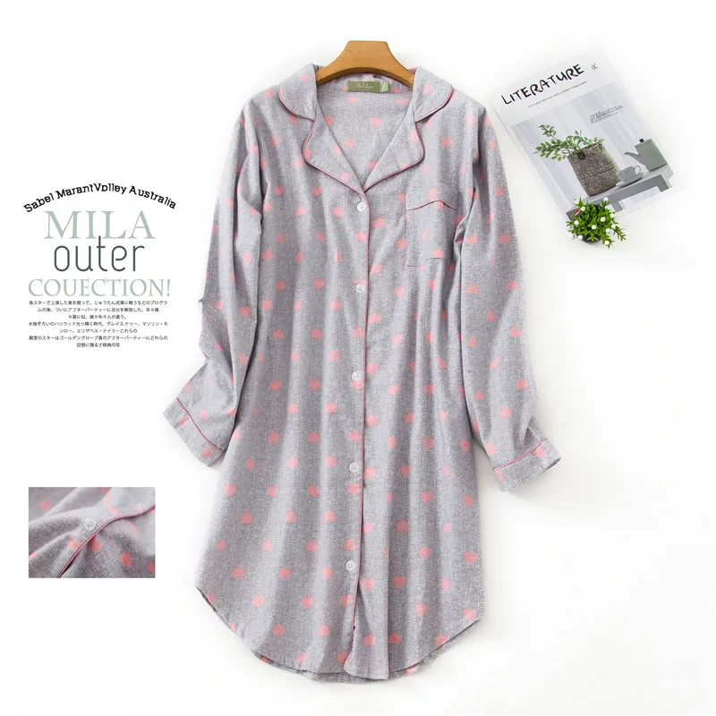 Kopen Vrouwen Nacht Shirts Streep Nachthemd Stip Nachthemden Slapen Shirt Sleepshirts Katoen Nachtkleding Nightgowns Sleepshirts