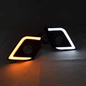 

Car LED Daytime Running Light for Toyota Hilux Revo Vigo 2015 2016 2017 DRL White Amber Turn Signal Light Fog Lamp