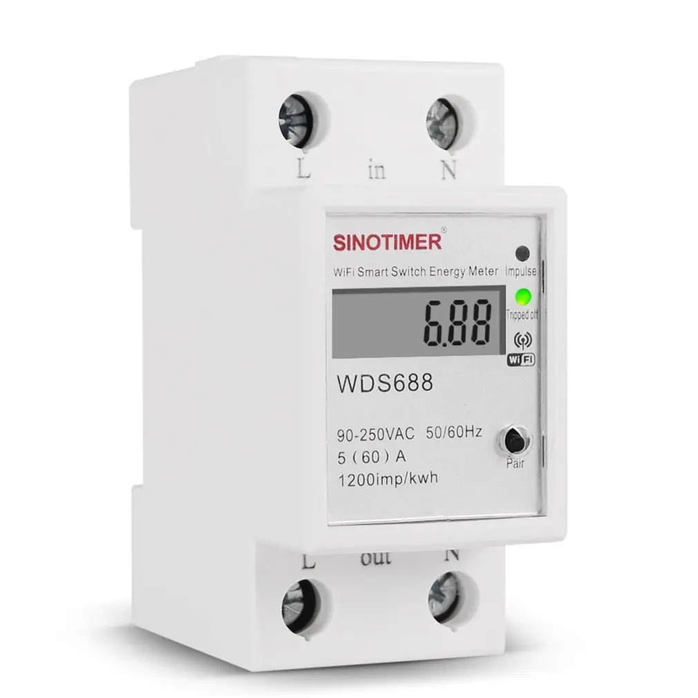Цифровой потребление электроэнергии киловатт Din Rail умный счетчик энергии тестер