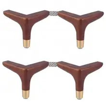 4 шт./лот твердая прорезиненная древесина в цвет грецкого ореха диван мебель кофе бар кабинет треугольные ноги с латунным наконечником Замена Винт