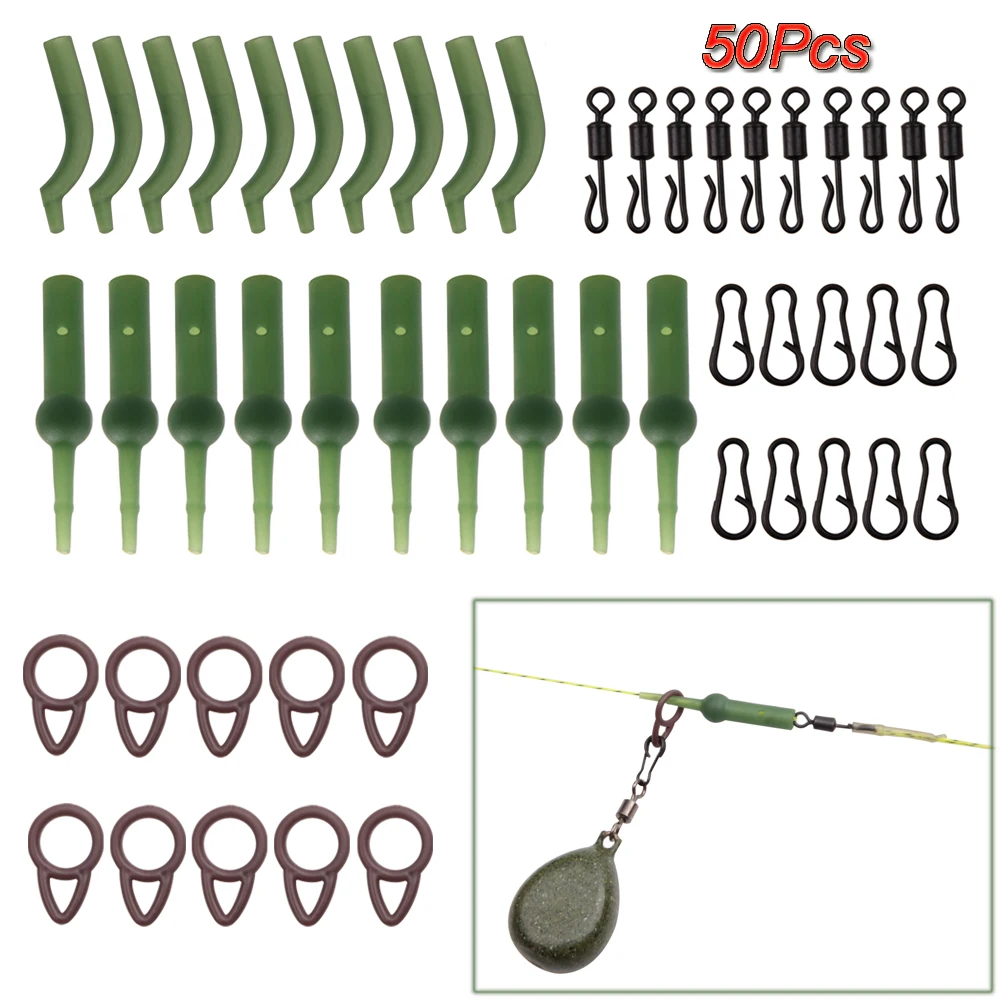 50Pcs-Carp-Fishing-Accessories-Set-With-Rolling-Quick-Change-Swivel ...