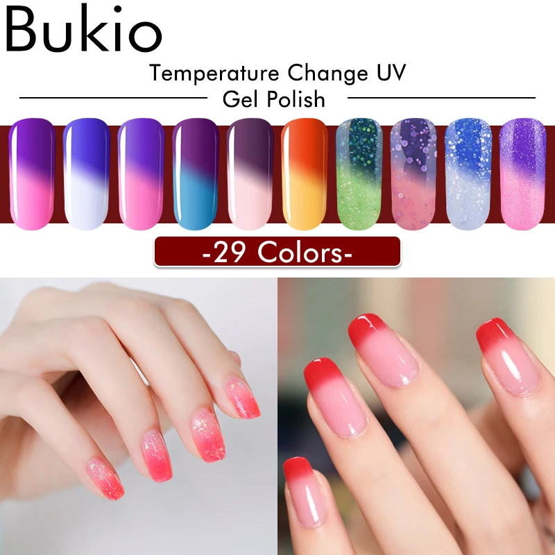 Bukio хамелеон, изменяющийся от температуры гель лак для ногтей 8 мл французская эмаль полуперманентный Лаки Лайк для дизайна ногтей маникюр