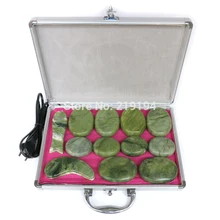 Высокое качество 14 шт./компл. зеленый нефритовый тела спа камни уход за кожей лица массаж спины плиты SPA с коробка для нагревания CE и сертификат безопасности материала по ограничению на использование опасных материалов в производстве