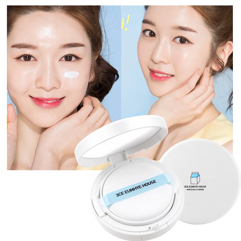

White Full Cover Milk BB Cream Foundation Makeup Set Moisturizing Sun Protection Cushion Face Skin Air Cushion Concealer Cosmeti