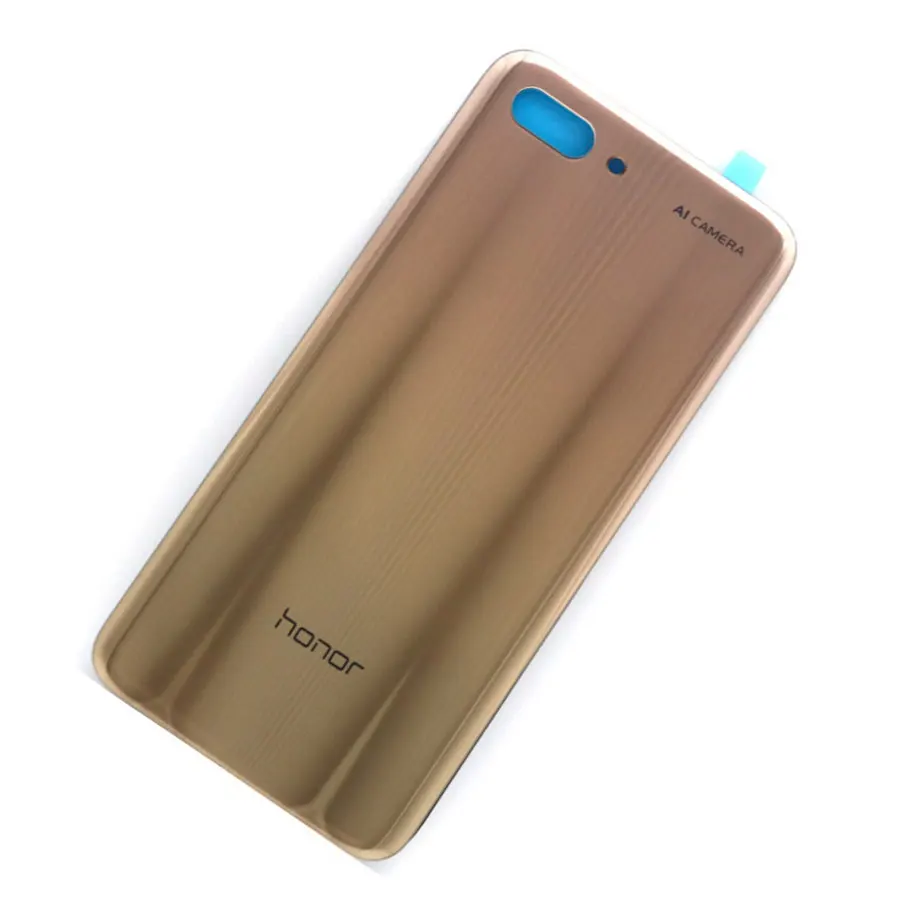 Для Honor 10 Задняя стеклянная крышка батареи Задняя стеклянная дверь корпус для huawei Honor 10 крышка батареи Honor10 задняя панель+ объектив камеры - Цвет: Gold No Lens