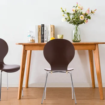 

2PCS/Set of 2 Stackable Pisa Bentwood Dining Chair Stool Round Shell Shaped W/ Chromed Iron Legs Solid Birch Wood 150KG Capacity