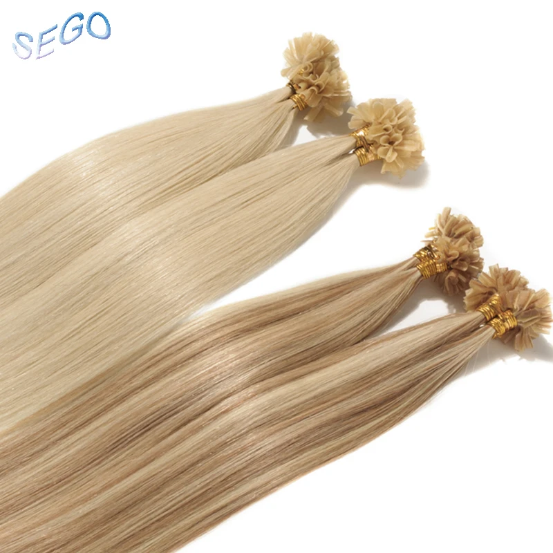 SEGO 1g/s 16-24inch Straight Nail U Tip Hair Extension Keratin Capsules 100% Real Human Hair Non-Remy Pre Bonded 60 Hair