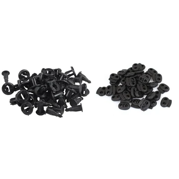 

Lanyard Spring Stop Ends Rope Cord Locks Black 40 Pcs with 25 Pcs Plastic Car Bumper Fender Door Rivets Clip 10mm