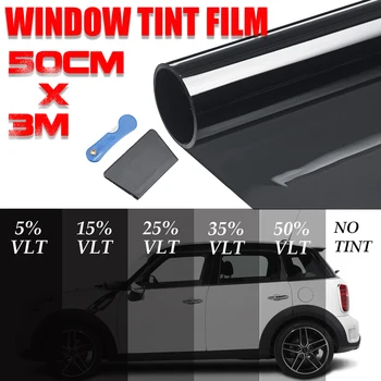 

NEW 300x50cm Black Car Window Tint Film Glass VLT 5%-50% Glass Tinting Film Roll Solar UV Protection Sticker Films