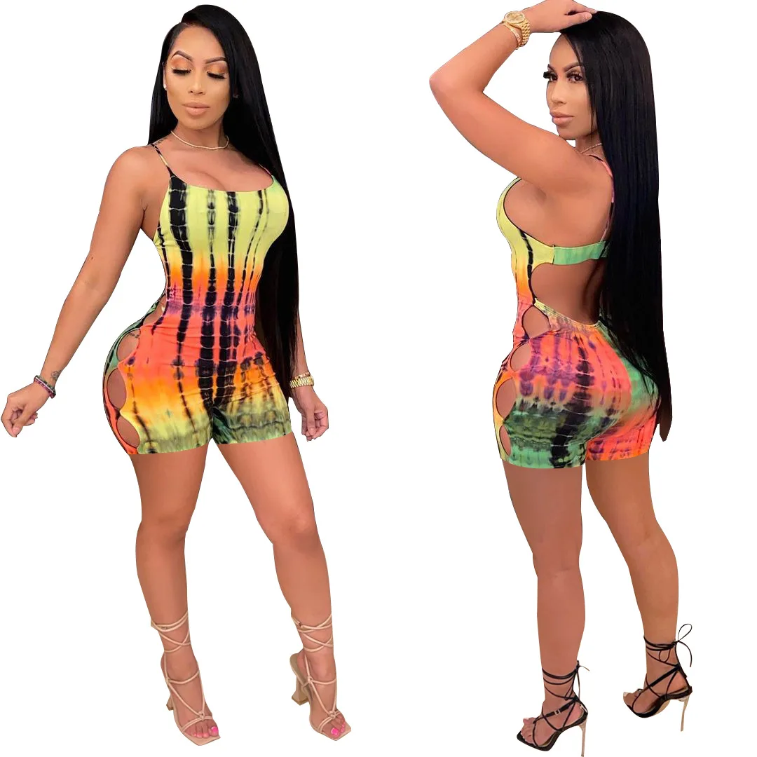 2021 Summer New Women's Digital Printing Jumpsuit Sexy Suspender Halter Nightclub Style One-Piece |