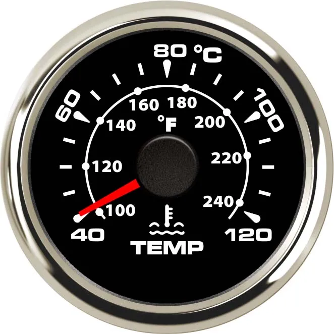 BS Water Temp Gauge New Universal 52mm Waterproof Marine Auto Temperature Meter 40-120 For Boat Truck With 8 Colors Backlight 9-32V - Color: BS