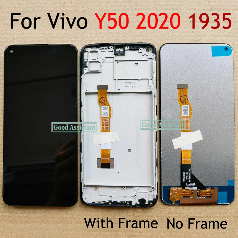 Original Black 6.53 inch For BBK Vivo Y50 2020 1935 LCD DIsplay Touch Screen Digitizer Assembly Replacement parts / With Frame | Мобильные