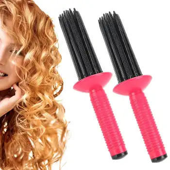 

2pcs AntiSlip Hair Curler Hair Fluffy Curling Roll Comb Curling Wand Curling Wand Massage Hairbrush Comb Hairstyling Tools