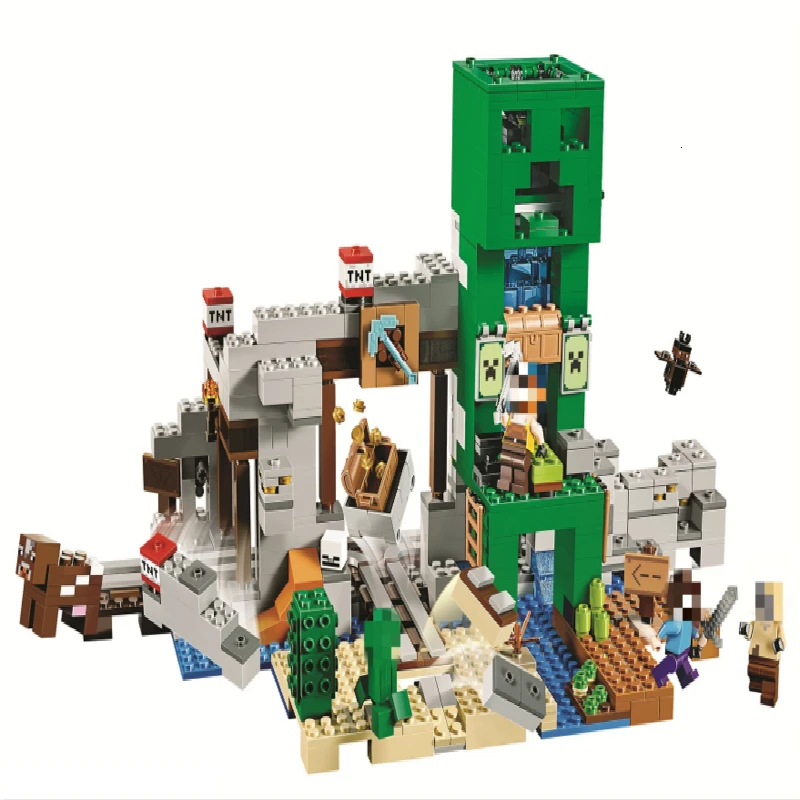 Новые Строительные блоки My World The Creeper Mine Совместимые Кирпичи для детей на