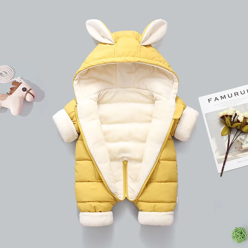 New spring Winter Overall For Children Infant Thickened kids Clothes Hooded mantle Cartoon Baby coat Boys Girls Jumpsuit Romper