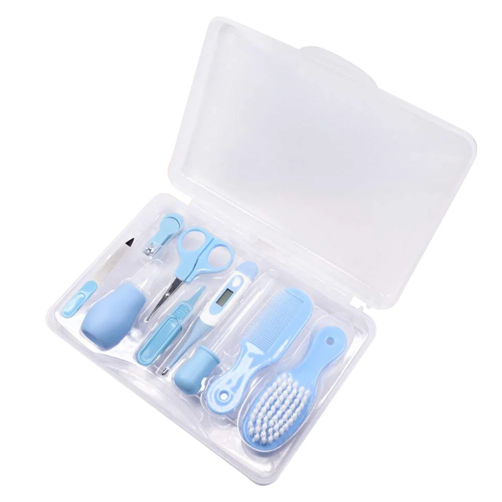 

9pcs Nasal Aspirator Newborn Tweezers Grooming Set Baby Manicure Thermometer Scissor Daily Care Comb Healthcare
