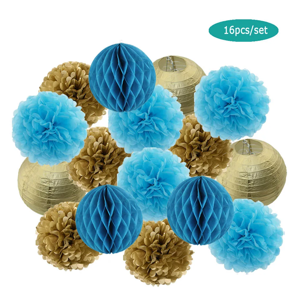 Lot De 15 Lanterne En Papier Vert Sauge Doré Blanc, Lanternes