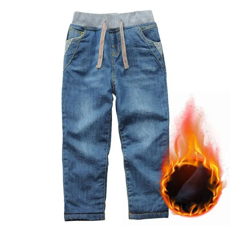 Boys Jeans Kids Pants Winter Plus Velvet Children Thicken Warm Denim Trousers For Boys 3-14 Years Wear