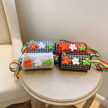 Зимние Модная одежда для детей, Детская мода для девочек, с плюшевой подкладкой и цветочным рисунком мини сумка через плечо милые шерстяные клетчатые Детские ведро плечевые сумки, кошелек для небольших бумажников