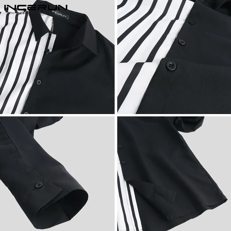 INCERUN Men Shirt Long Sleeve Striped Patchwork Lapel Collar Chic Casual Shirts Men Button Breathable Camisas Hombre 2019 S-5XL INCERUN Men Shirt Long Sleeve Striped Patchwork Lapel Collar Chic Casual Shirts Men Button Breathable Camisas Hombre 2019 S-5XL