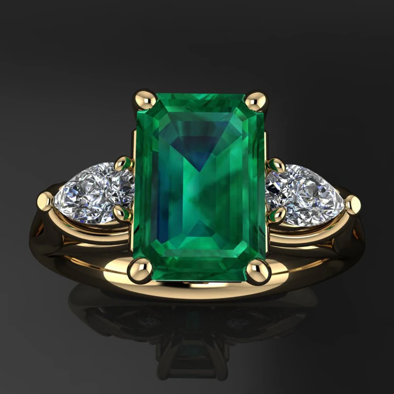 

Classic Gold Color Green Square Zircon Engagement Rings for Women Party Jewelry Elegant Charm Geometric Stone Wedding Rings Anel