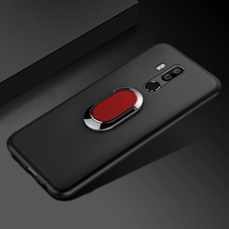 Cover For Oukitel K9 Case Red Blue Black Classic Finger Ring 360 Degree Rotation Soft Silicon