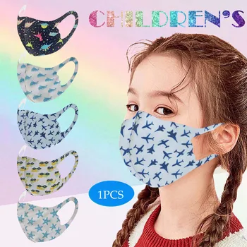

1Pcs Kids Unisex Cartoon Print Ice Silk Face Mask Washable Breathable Earloop Dustproof Face Mask mascarilla reutilizable #121