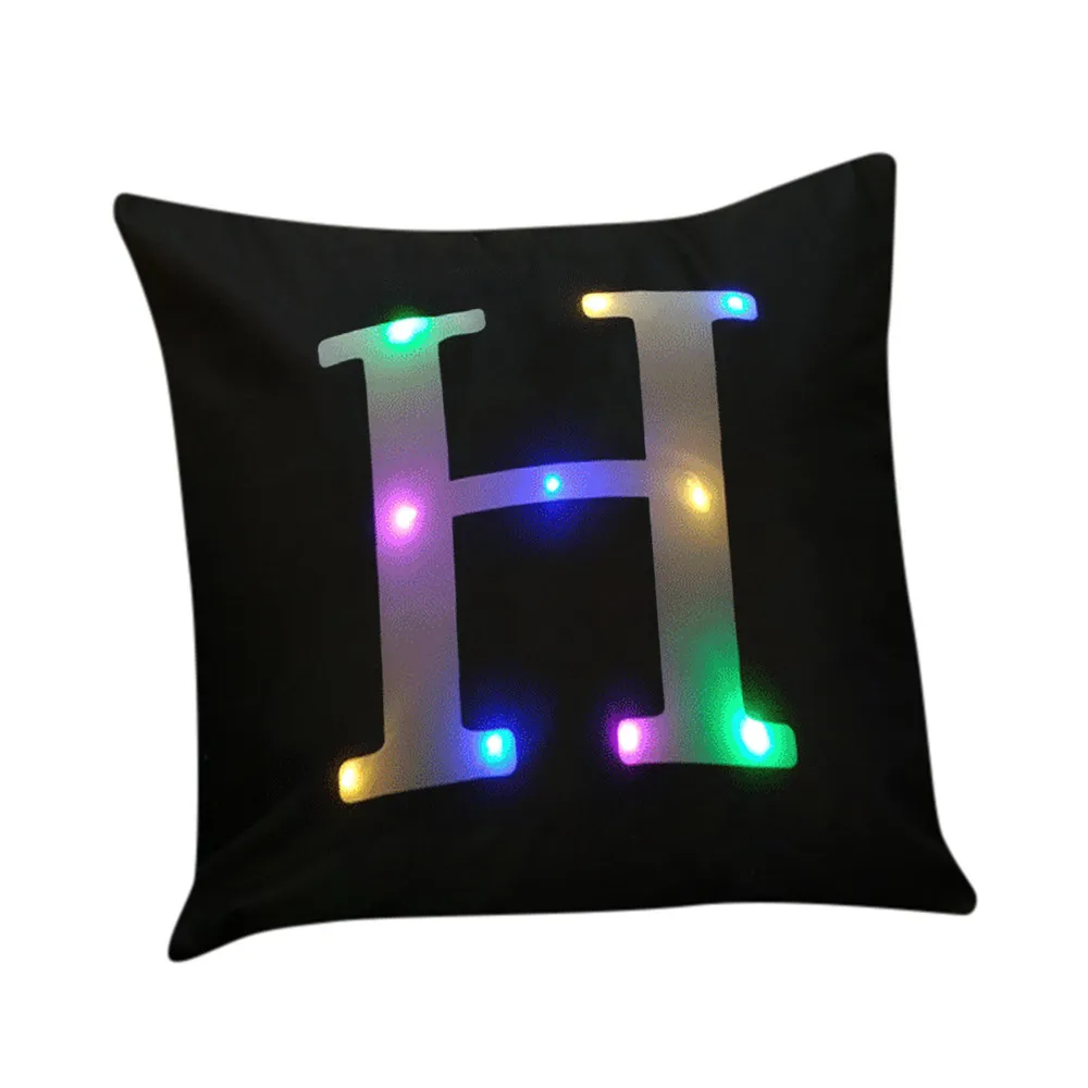 The New Color Lights Christmas Pillow LED Lights Pillow Creative Printing Linen - Цвет: H