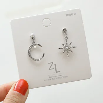 

Punk Girl Earrings 2020 Fashion New Temperament Wild Personality Octagonal Moon Asymmetric Earrings Women Hypoallergenic