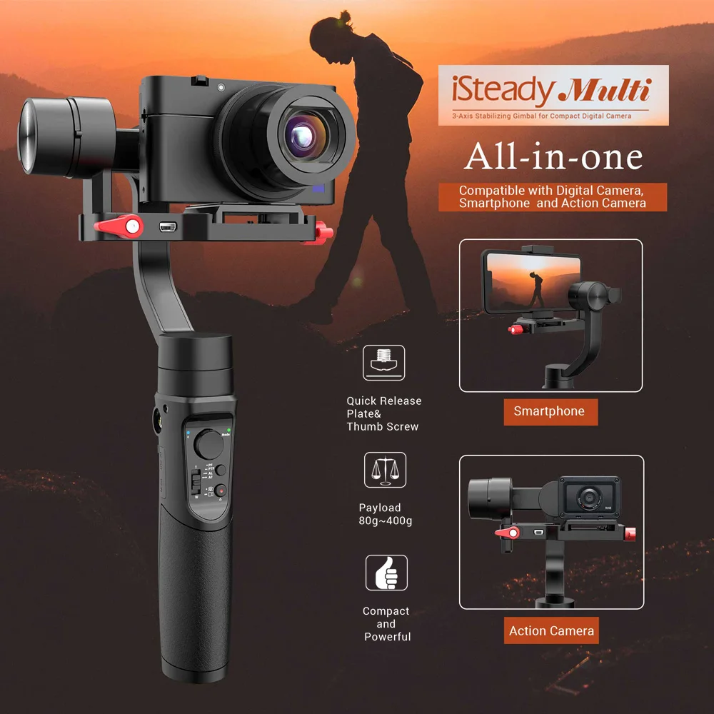 Hohem iSteady Multi 3-Axis Handheld Gimbal Stabilizer for Sony Canon Camera GoPro Hero 7 6 5 Smartp