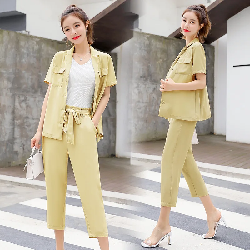 

Suit WOMEN'S Suit Summer 2019 New Style Korean-style Western Style Short Sleeve Coat by Age Harem Capri Pants Online Celebrity T