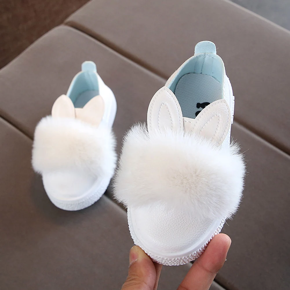 Обувь принцессы для маленьких девочек с милым кроликом на нескользящей мягкой подошве