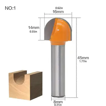 

New 8Mm Shank Angle Posture Router Bit 16/19/22 / 25Mm Round Router Bit Wood Trimming Cutter Radius Wood Milling Cutter