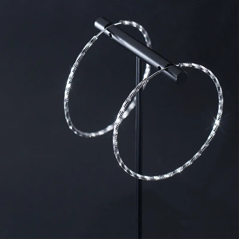 925 стерлингового серебра большие серьги-кольца для женщин эффектные твист большие круглые петли серьги Роскошные ювелирные изделия 40 мм 50 мм 60 мм