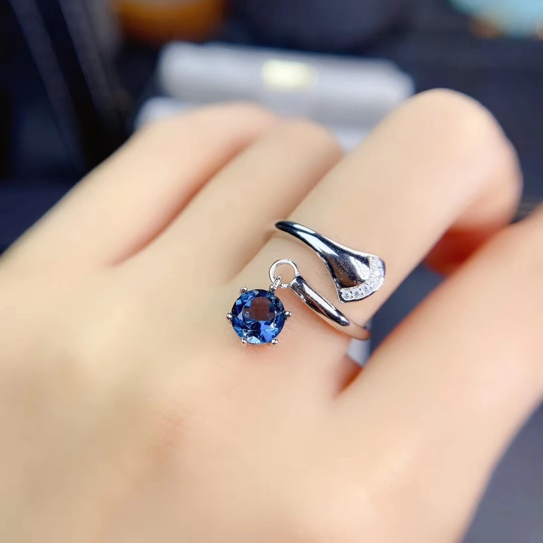

KJJEAXCMY fine jewelry S925 sterling silver inlaid natural blue topaz new girl luxury gemstone ring support test Chinese style