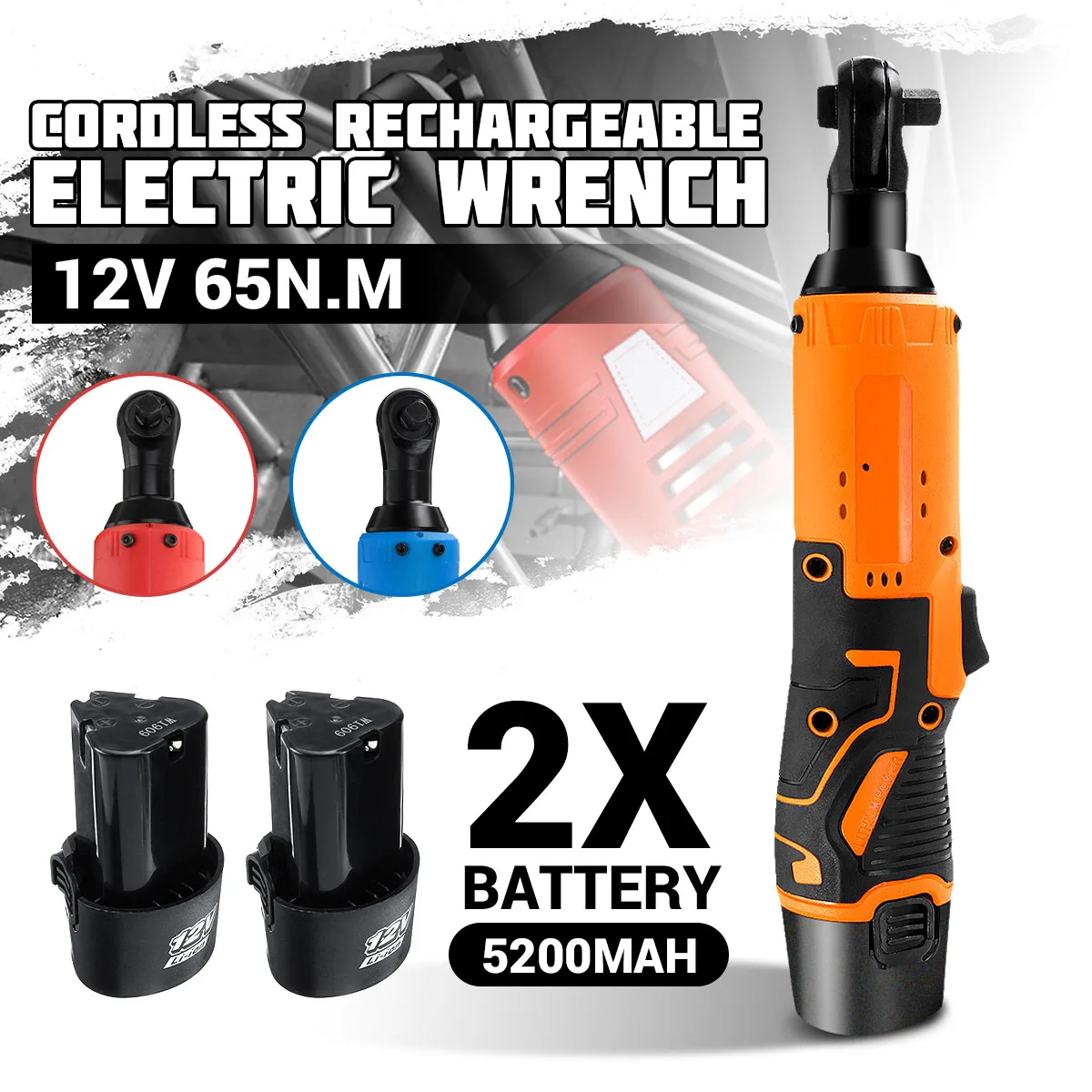 

Electric Wrench Kit 3/8 Cordless Ratchet Wrench Rechargeable Scaffolding 40-60NM Torque Ratchet with Battery Charger Kit
