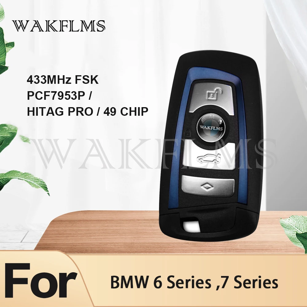 FEM Keyless Full Smart Remote Car Key Fob 4 Buttons 433.2MHz PCF7953P Blue For BMW F Series 2009-2016 3 5 7 Series F34 F35 F12