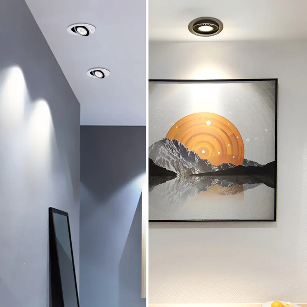 Spot LED lumineux encastrable idéal pour le plafond de cuisine et chambre,  lumière rotative à 360 degrés, 12, 10, 7 ou 5W