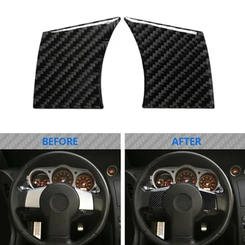 

New Arrival High Quality 2PCS Carbon Fiber Car Steering Wheel Button Cover Trim For Nissan 350Z 2003-2009