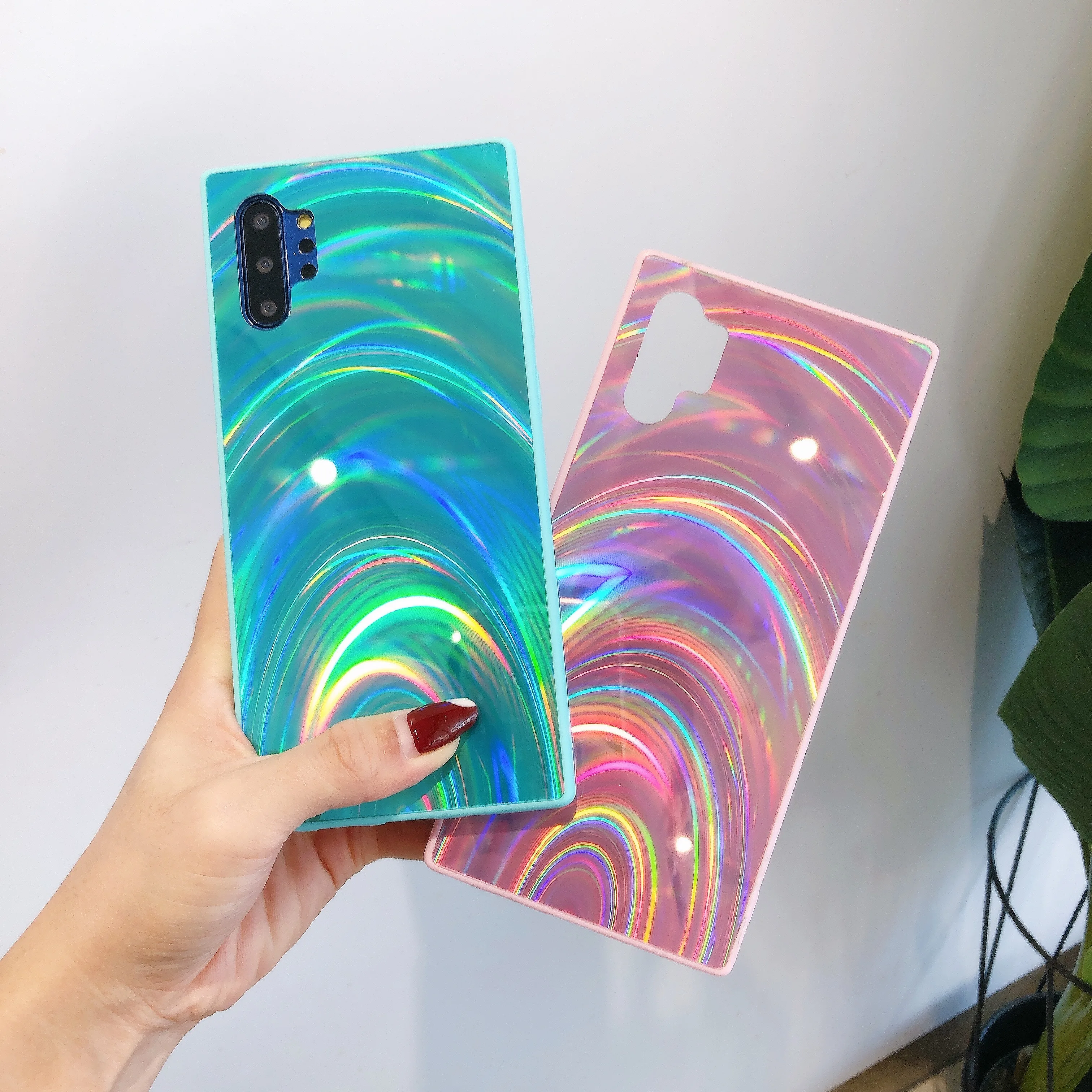 Радужный зеркальный глянцевый чехол для Samsung A30S A20 A50 A70 J8 J6 A6 A7 A9 2018 S8 S9 S10 Note 8 9 10 Plus