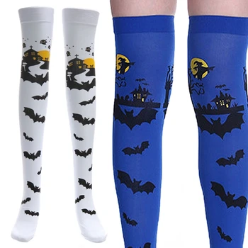 

Halloween Carnival Scary Castle Bat Thigh High Stockings Long Socks Cosplay Soft 24BC