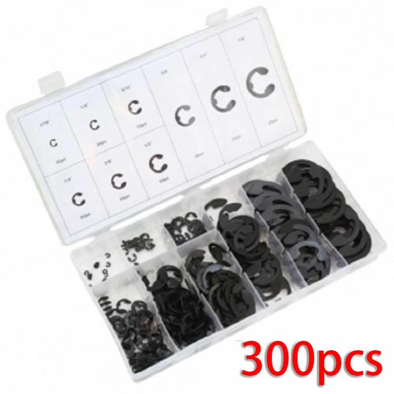 Toolzone 300Pc Snap Ring E-Clips in Plastic Storage Case 