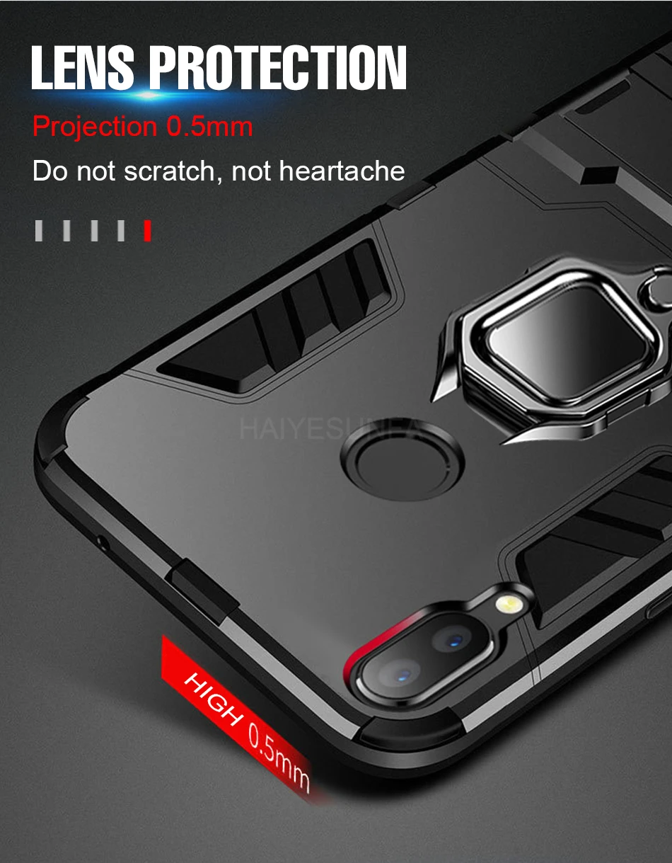 Роскошный бронированный металлический чехол для телефона с магнитным кольцом для Xiaomi Redmi Note 8 7 6 5 K20 Pro 5 Plus 6 7A 8A противоударный силиконовый чехол-накладка