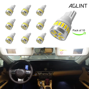 

AGLINT 10PCS T10 Car LED Replacement Bulb DC12V W5W 194 168 501 Auto LED Car Interior Dome License Plate Light Bulb Xenon White
