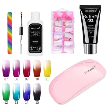 

Nail Extension Set Nail Polish Builder Gel Poly Nail Tips Rainbow Nail File Dual Head Brush Nail Art Kit