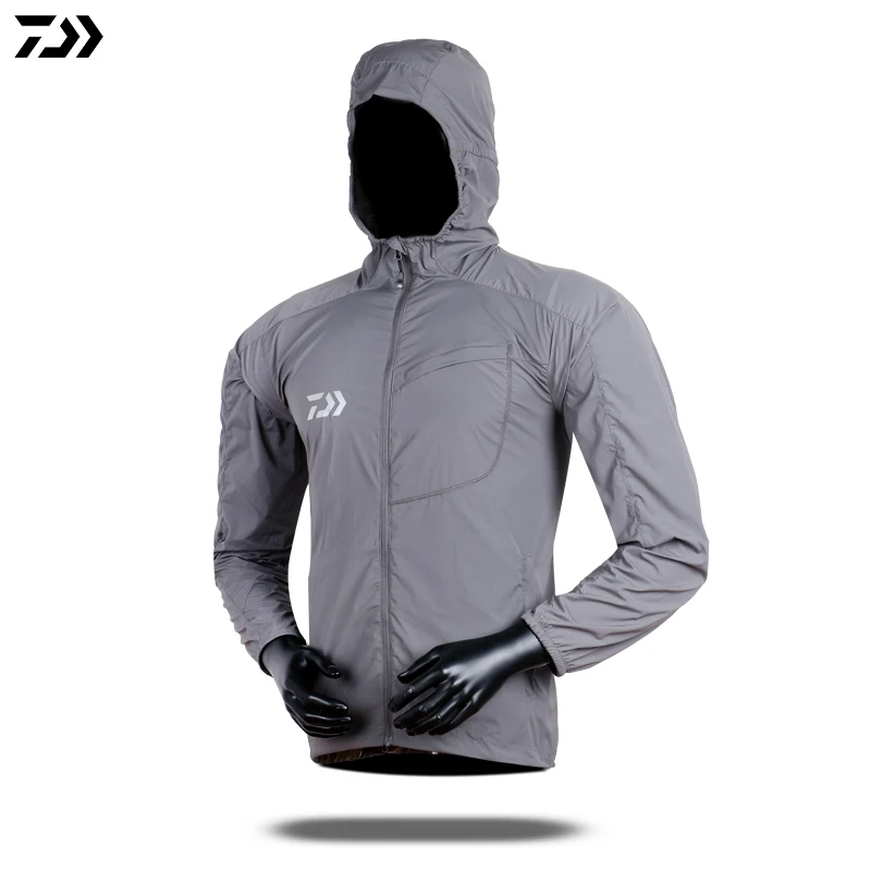 Мужская куртка, одежда для рыбалки, водонепроницаемая ветрозащитная одежда, бренд DAWA, уличная куртка с капюшоном, дышащая одежда для рыбалки - Цвет: Серый