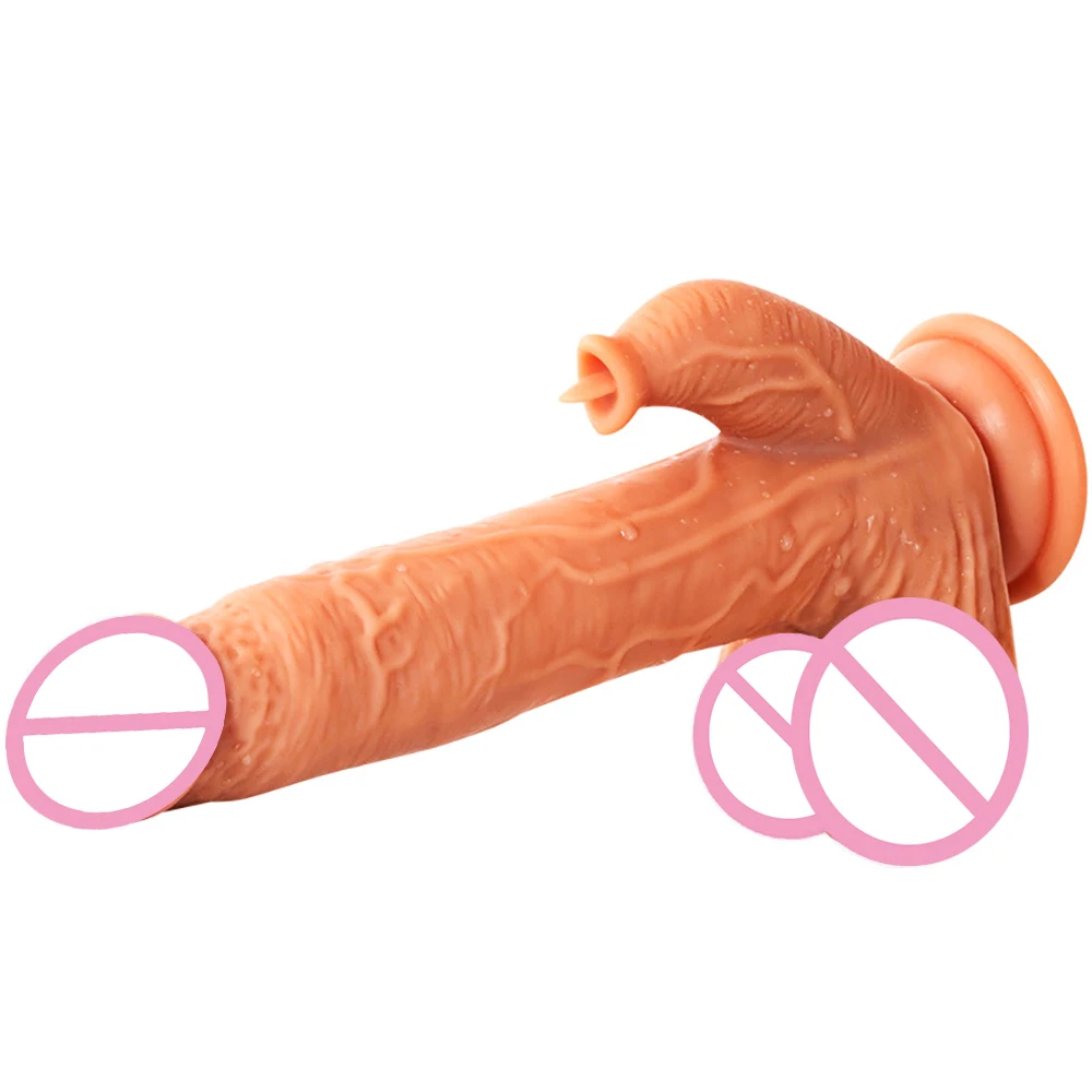 New Automatic Telescopic Dildo For Women Realistic Skin Dildo Female Dildo Penis Vibrator Rabbit G Spot Vibrating Tongue Sex Toy