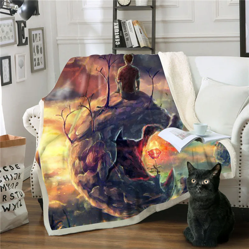 Scenery, art series 3D printing double thick cotton wool blanket, air conditioning blanket, sofa blanket, square towel blanket - Цвет: Color6