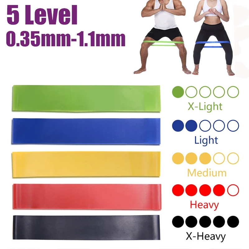 Bandas de goma de resistencia para Yoga, bandas elásticas para Fitness, 0,3-1,1mm, para gimnasio, entrenamiento de fuerza, Pilates, equipo interior