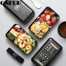 ONEUP BPA Бесплатный Ланч-бокс двухслойная портативная коробка для бенто экологически чистый контейнер для еды с отделениями герметичный Microwavable